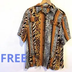 アニマル総柄 切り替え 半袖シャツ レオパード ゼブラ ボックスシルエット