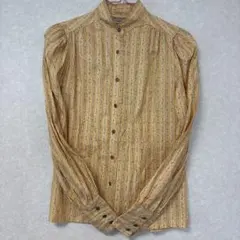 ビンテージウエスタンシャツ　ストライプ花柄パフスリーブシャツレディース