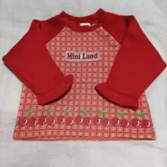 赤 チェック柄 長袖トップス 95cm