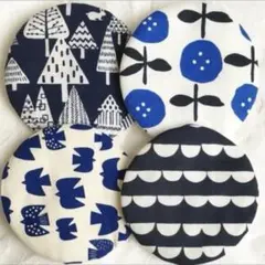 ＊ ハンドメイド 北欧 コースター ブルー 4枚set ＊