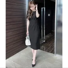 神戸レタス 岡部あゆみさんコラボ ウエストタックワンピース ブラック 黒M