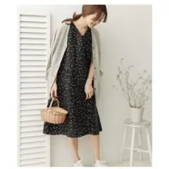 麻　ドットワンピース