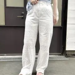 【新品タグ付き】 mystic mline レースパンツ コットンレース 白