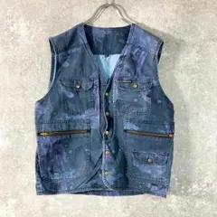 TORAICHI　ベスト　ジャケット　グレー　和柄　鯉　金具ボタン　コットンのサムネイル