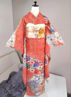 大特価　振袖セット　帯は作り帯　型染め　作り帯付け帯　一部式作り帯　正絹