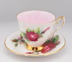 パラゴン カップ＆ソーサー ピオニーシェイプ 金彩ブラック ピンクローズ 希少品 パラゴン カップ＆ソーサー ピオニーシェイプ 金彩ブラック