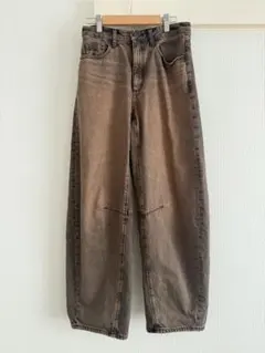 GU バレルレッグジーンズ BROWN 廃盤カラー レディースS
