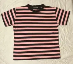 HELL CAT PUNKS 半袖 Tシャツ ボーダー ピンク 黒　パンクロックのサムネイル