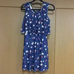 ネイビー フラワープリント レディース　水着　ワンピース