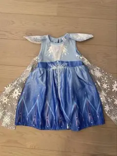 キッズ ドレス プリンセス風 ブルー 雪の結晶　90cm
