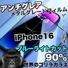 高評価フィルム【iPhone16】さらさらアンチグレアブルーライトカットフィルム