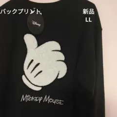 Disney Mickey Mouse　手　 ブラックトレーナー　LL