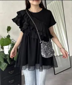 【プロズヴェール】ななめフリルチュールドッキングペプラムTシャツのサムネイル