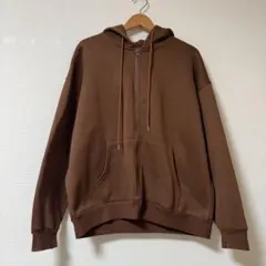 SHEIN シーイン裏起毛 ジップパーカー ブラウン茶色L オーバーサイズ