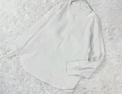 ユニクロ ワッフルTシャツ 長袖 クルーネック ホワイト M シンプル 3149