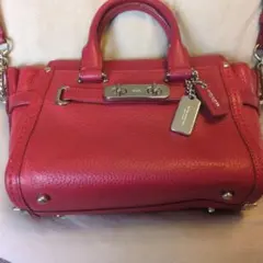 COACH レザー レッド ハンドバッグ ショルダーバッグ
