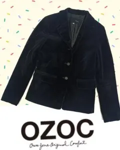 【OZOC】黒 ベロア調 レディーステーラードジャケット38S寸k2