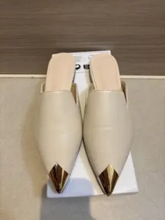 最終値下げ　ベージュ ポインテッドトゥ ミュール　オフホワイト　24.5cm