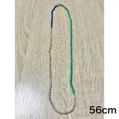 ビーズネックレス　ハンドメイド　マルチカラー　ブルー　グリーン　シルバー