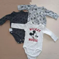 ユニクロ　H&M 60cm ミッキー柄 長袖 肌着　ボディスーツ 3枚セット