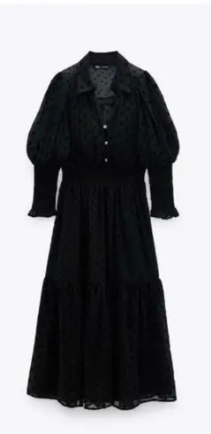 ZARA ドット柄 シアーワンピース ブラック