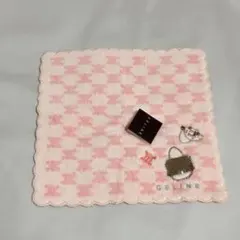 CELINE チェック柄タオルハンカチ ピンクのサムネイル