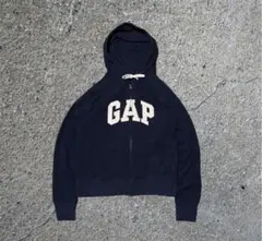 美品 OLD GAP y2k フルジップ パーカー フーディー ネイビー 短丈
