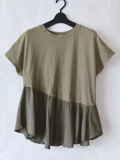 チャオパニック ティピー カーキ色 コットン 綿 切替 Tシャツ カットソーF