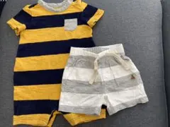 美品！baby  gap  GAP ボーダーロンパース ハーフパンツセット