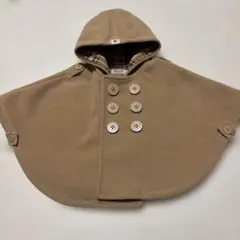 【ほぼ新品】ミキハウス ベビーポンチョ 70cm-90cm ベージュ