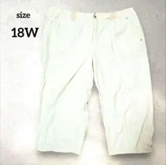 クリーム色 ワークパンツ ポケット付き 18W 柄ボタン 大きめ ビックサイズ