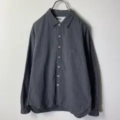 MARGARET HOWELL コットンウールシャツ L ストライプ 日本製