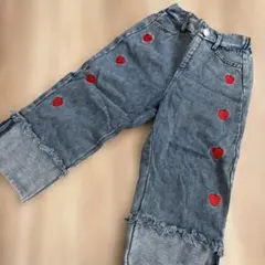 デニム ハート刺繍 110