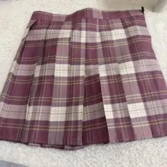 パープルピンク チェック プリーツスカート 制服