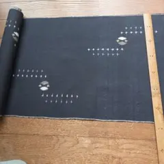 紬 反物 紺色 星柄 絣模様のサムネイル