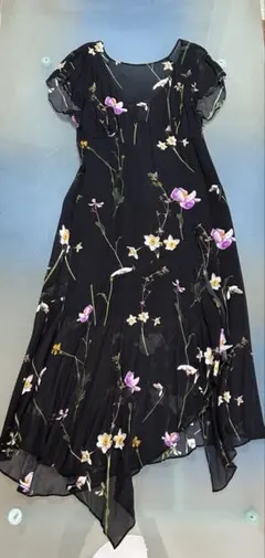 オールセインツ　花柄ワンピース　半袖　シフォン　M