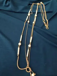 天然素材　ゴールド ロングネックレス