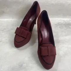 CHARLES&KEITH スエード リボン パンプス ボルドーのサムネイル