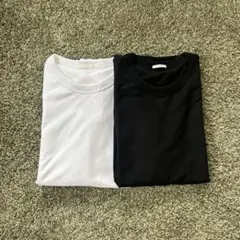 GU Tシャツ スウェT 半袖2枚セット　ホワイト　ブラック　裾リブ