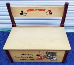 ディズニー ミッキーマウス 収納椅子 ベンチチェア 木箱 小物入れ 昭和