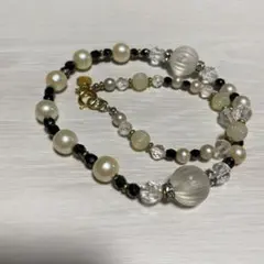 イミテーションパール&アクリルビーズ　デザインネックレス　チョーカー