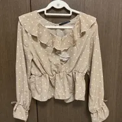 Heather フリルブラウス　水玉