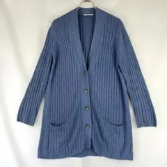 Plage プラージュ リネン混 リブニット ロングカーディガン ブルー 麻混のサムネイル