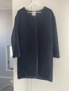 ネイビー ボアロングコート