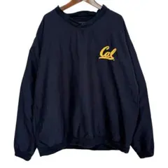 海外古着 cal カリフォルニア大学 刺繍 プルオーバー ピステ 紺 XL