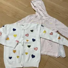 ハート刺繍カーディガンとフード付きトップスセット