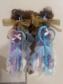 ヘアゴムエクステ２つセット　竹下パラダイス　しなこちゃん　べピタピタ　ダンス