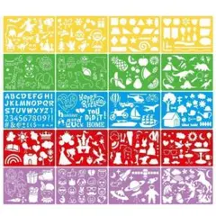h004・ステンシル シート 20枚組 パステルアート 型紙 アルファベット①