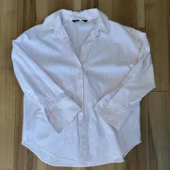 ZARA ピンクと白のストライプ長袖シャツ M