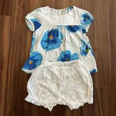 hakka baby 青い花柄トップスとショートパンツセットのサムネイル